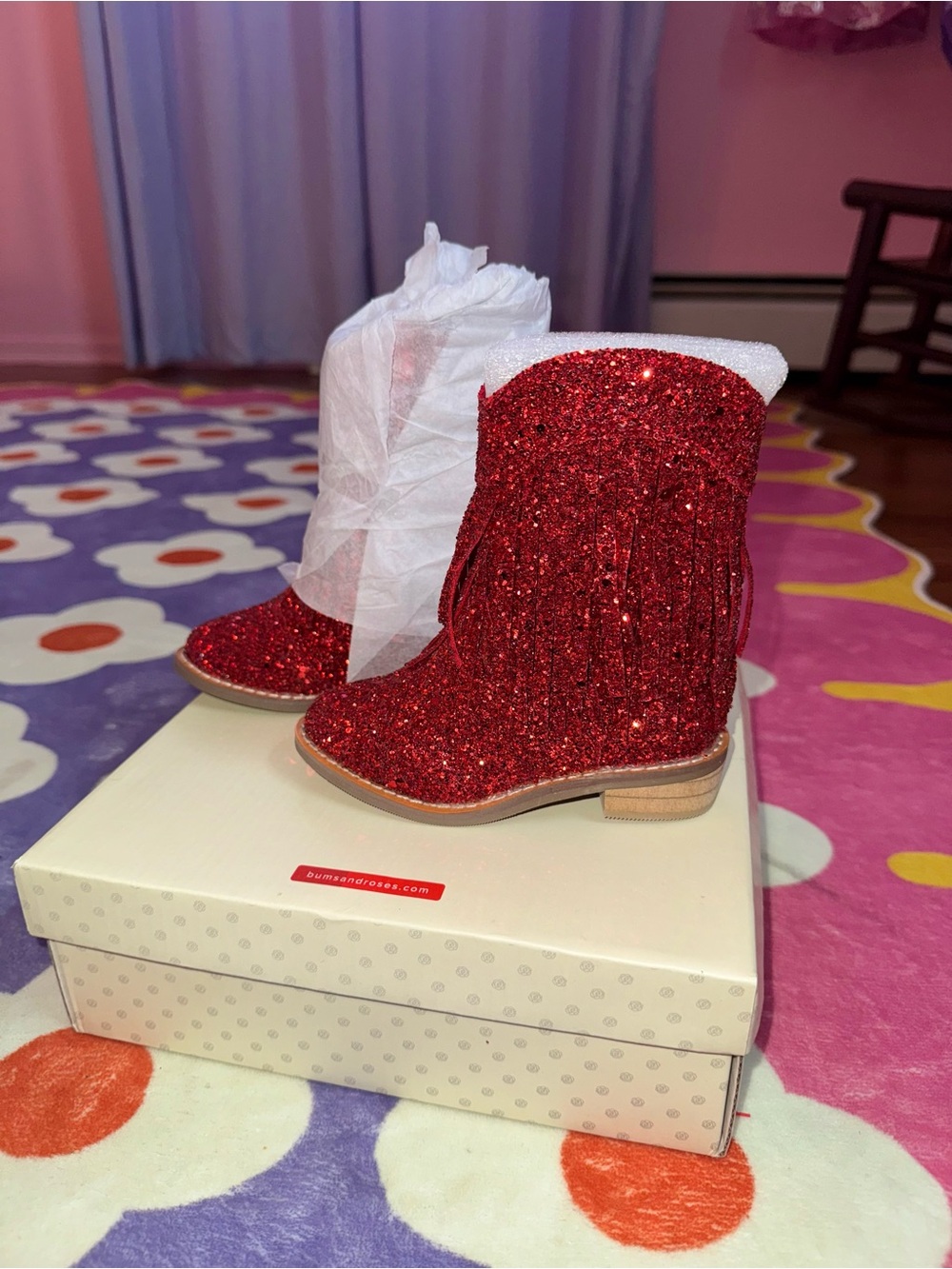 Red Glitter Fringe Toddler Cowgirl Boots